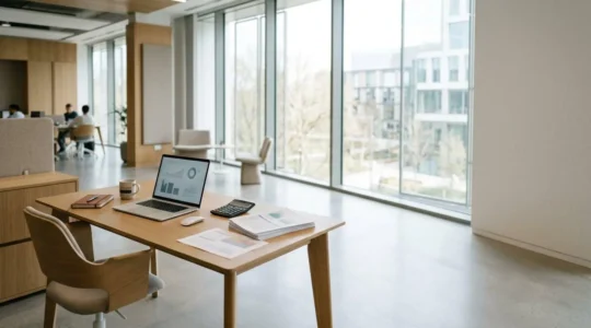 Professional accountant working on CV optimization at modern workspace