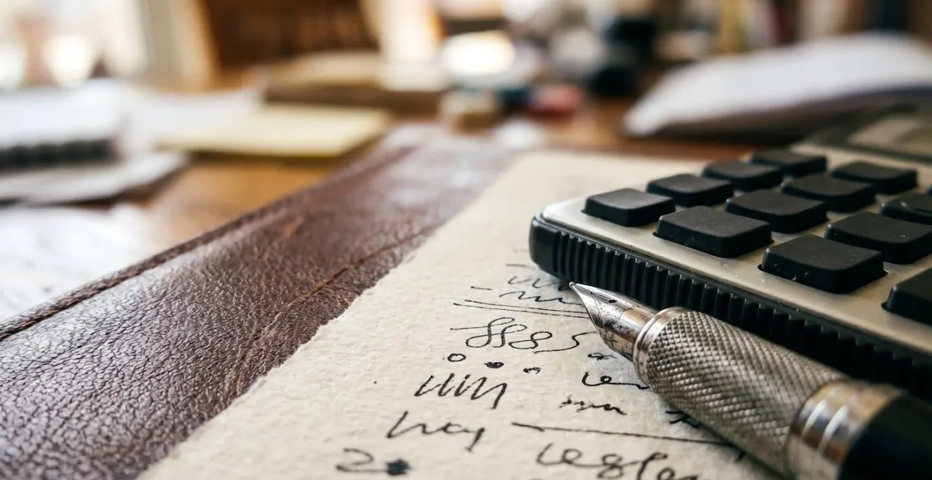 Macro shot of accounting keywords and professional elements