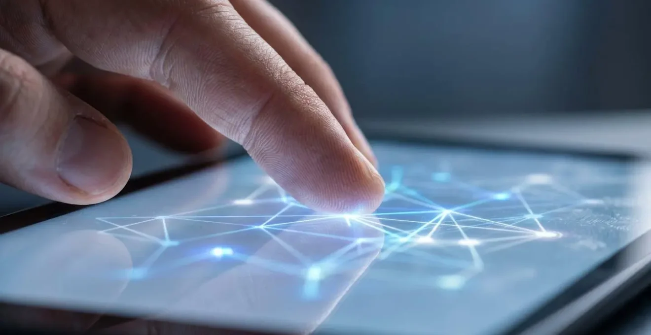Professional analyzing digital presence metrics and engagement analytics on multiple devices.