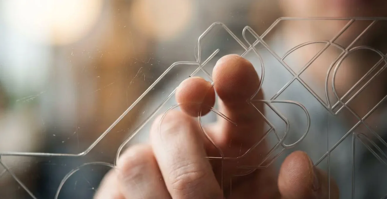 Close-up of hands analyzing financial data patterns