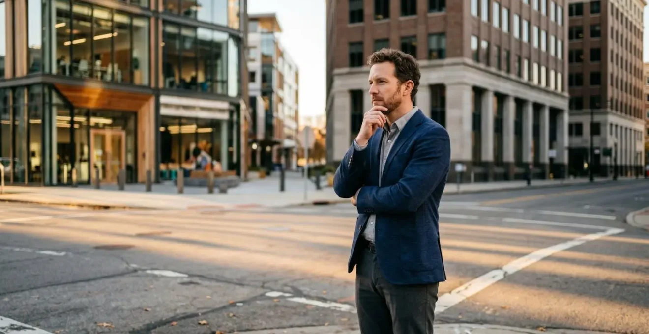 Professional at career intersection between traditional corporate path and startup environment