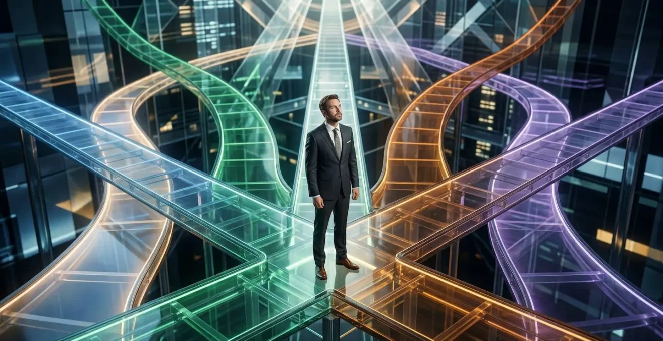 Mid-career professional navigating career transition pathways into different financial specialisms