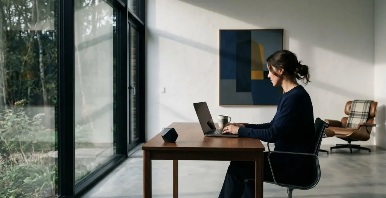 Professional crafting targeted mentorship request email on laptop in minimalist office
