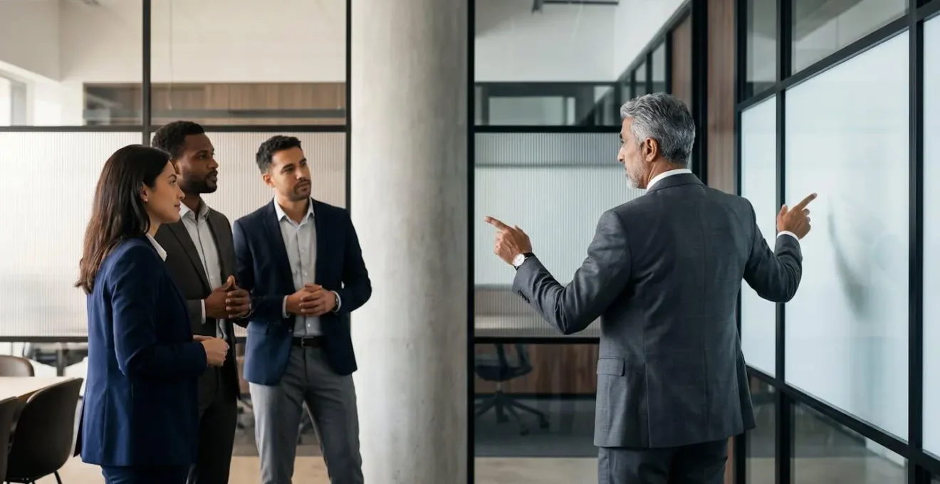 Business leader analyzing crisis leadership matrix for strategic decision-making