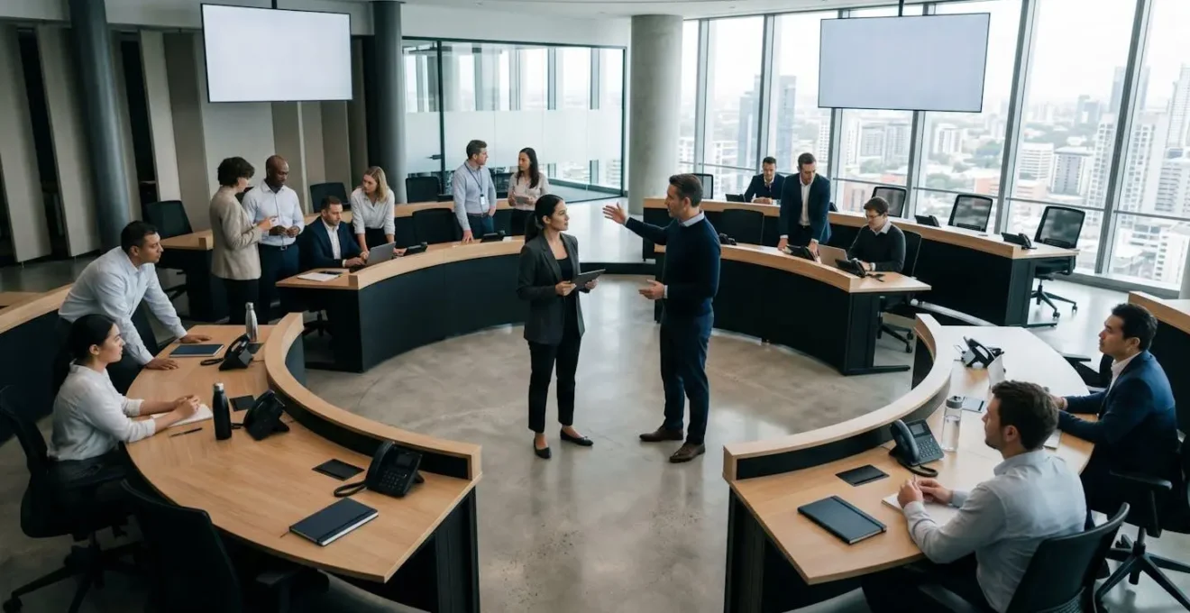 Financial analyst integrating into crisis management team during emergency meeting