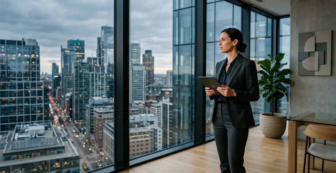 Finance executive analyzing compliance strategy in modern office