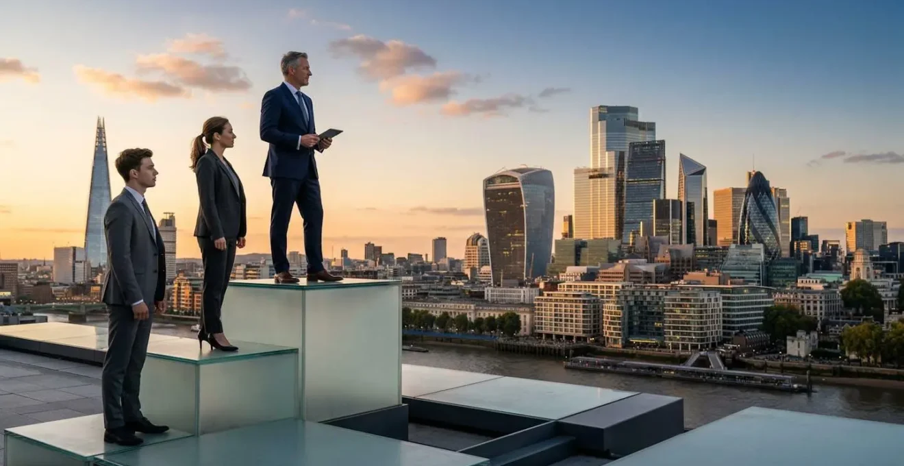 Professional accountants in London financial district comparing career paths